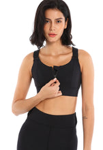 Load image into Gallery viewer, Women Sport Bra Tights Crop Top Yoga Vest Front Zipper Plus Size Adjustable Strap Shockproof Sportswear Gym Fitness Athletic Bra