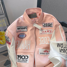 Load image into Gallery viewer, Pink Motorcycle Jacket Unisex American