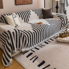 Load image into Gallery viewer, Thicken Chenille Blanket Classic Black Stripe Sofa Blanket Summer Couch Non Slip Blanket Office Nap Shawl Cushion Sofa Covers 담요