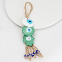 Load image into Gallery viewer, EVIL EYE Glass Heart Hamsa Hand Pendant