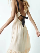 Load image into Gallery viewer, Holiday Slim U-Neck Tight Waist Stitching Ruffles Dress for Women Summer Sexy Backless Hollow Drawstring Shoulder Strap Dress