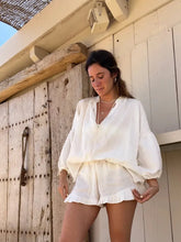 Load image into Gallery viewer, Casual V-neck Long Sleeved Top & Loose Ruffle Shorts