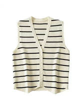 Load image into Gallery viewer, Vest Sweater Fashion V Neck Sleeveless Striped Vest Sweater