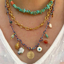 Load image into Gallery viewer, New Bohemian Style Irregular Design Natural Turquoise Bead Necklace for Women Gold Stainless Steel Chain Sand Vintage Jewelry