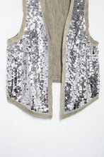 Load image into Gallery viewer, Sequin Open Vests for Women Glitter Sleeveless Vest Woman