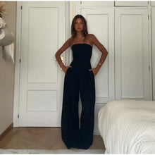 Load image into Gallery viewer, Solid Backless Jumpsuit Pockets Wide Leg Summer