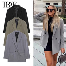 Load image into Gallery viewer, TRAF 2025 Straight Blazer for Women Loose Office Blazer Women Long Sleeve Casual Blazer Woman Outerwears New Coats and Jackets