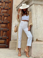 Load image into Gallery viewer, Long Knit Cardigan Sweater With Hollow Out Design And Open Front