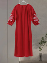 Load image into Gallery viewer, Embroidery red Long Dress Lantern Sleeve