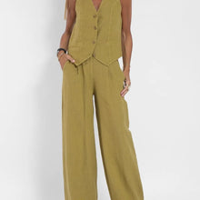Load image into Gallery viewer, Fashionable High-waisted Wide-leg Trousers Suit For Women, Casual Commuting Temperament Vest And Vest 2-piece Set