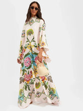 Load image into Gallery viewer, Resort Vintage Print Long Dress Casual V Neck