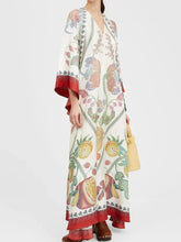 Load image into Gallery viewer, Resort Vintage Print Long Dress Casual V Neck