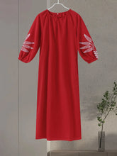 Load image into Gallery viewer, Embroidery red Long Dress Lantern Sleeve