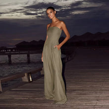 Load image into Gallery viewer, Solid Backless Jumpsuit Pockets Wide Leg Summer