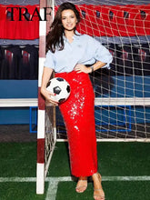 Load image into Gallery viewer, Red Sequined Skirt