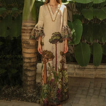 Load image into Gallery viewer, Summer Vintage Trees Long Dress Summer Flare Sleeve Boho Maxi Dress