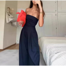 Load image into Gallery viewer, Solid Backless Jumpsuit Pockets Wide Leg Summer