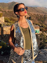 Load image into Gallery viewer, Sequin Open Vests for Women Glitter Sleeveless Vest Woman