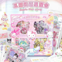 Load image into Gallery viewer, 100Sheet /Box Sanrio Combo Stickers Kawaii Kulomi Melody Cinnamoroll Handbook Material Decoration DIY Stickers Kids Toys
