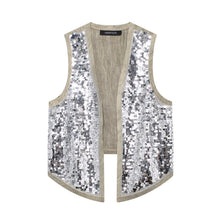 Load image into Gallery viewer, Sequin Open Vests for Women Glitter Sleeveless Vest Woman