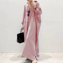 Load image into Gallery viewer, Autumn New Striped Women's Long Dress V-neck Sleeves Loose Dress Home Wear Loose