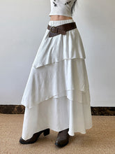 Load image into Gallery viewer, Women Pleated Maxi Skirt Flowy Solid Color High Waist A-line Dress Casual Streetwear with Ruffle Detail