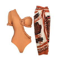 Load image into Gallery viewer, One Shoulder Bikini Set With Cover Up High Quality Swimsuit Women Push Up Swimwear High Waist Monokini Desire Bodysuit Bathsuit