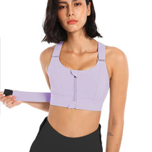 Load image into Gallery viewer, Women Sport Bra Tights Crop Top Yoga Vest Front Zipper Plus Size Adjustable Strap Shockproof Sportswear Gym Fitness Athletic Bra