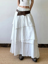 Load image into Gallery viewer, Women Pleated Maxi Skirt Flowy Solid Color High Waist A-line Dress Casual Streetwear with Ruffle Detail