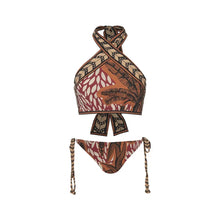 Load image into Gallery viewer, Floral Pirnted Hanging Neck Wrap Skirt Bohemia Bikini Set For Women Swim Suit Boho Beach Casual Sexy Three Pieces Sets Swimsuit