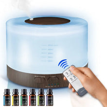 Load image into Gallery viewer, Ultrasonic Essential Oil Diffuser 550ml with 7 colors LED night lights Cool Mist for Aromatherapy Humidifying for home bedroom