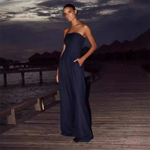 Load image into Gallery viewer, Solid Backless Jumpsuit Pockets Wide Leg Summer