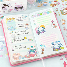 Load image into Gallery viewer, 100Sheet /Box Sanrio Combo Stickers Kawaii Kulomi Melody Cinnamoroll Handbook Material Decoration DIY Stickers Kids Toys