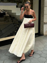 Load image into Gallery viewer, Elegant Contrast Loose Sling Long Dresses Women Square Collar Sleeveless Backless High Waist Dress 2024 Summer Sexy Lady Robe