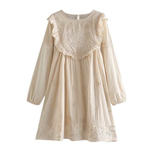 Load image into Gallery viewer, Ruffle Cotton Embroidery Mini Dress