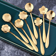 Load image into Gallery viewer, 8Pcs Flower Spoon Set Small Teaspoon Coffee Spoon