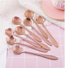 Load image into Gallery viewer, 8Pcs Flower Spoon Set Small Teaspoon Coffee Spoon