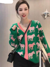 Load image into Gallery viewer, Cartoon Animal Green Sweater