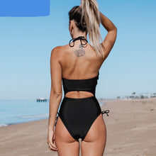 Load image into Gallery viewer, Black One-piece Swimsuit Beachwear