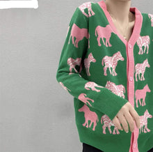 Load image into Gallery viewer, Cartoon Animal Green Sweater