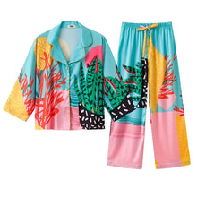 Load image into Gallery viewer, Anthropol New Plants Satin Pijamas Set