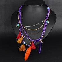 Load image into Gallery viewer, Exknl Bohemian Multi Color Feather Necklace