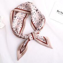 Load image into Gallery viewer, Sweet Love Print Women Small Silk Scarf Handle Bag Ribbons Female Head Scarves Sharp angle Green 90*10cm