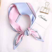 Load image into Gallery viewer, Sweet Love Print Women Small Silk Scarf Handle Bag Ribbons Female Head Scarves Sharp angle Green 90*10cm