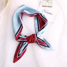 Load image into Gallery viewer, Sweet Love Print Women Small Silk Scarf Handle Bag Ribbons Female Head Scarves Sharp angle Green 90*10cm