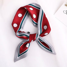Load image into Gallery viewer, Sweet Love Print Women Small Silk Scarf Handle Bag Ribbons Female Head Scarves Sharp angle Green 90*10cm