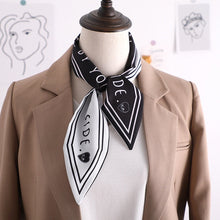 Load image into Gallery viewer, Sweet Love Print Women Small Silk Scarf Handle Bag Ribbons Female Head Scarves Sharp angle Green 90*10cm