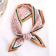 Load image into Gallery viewer, Sweet Love Print Women Small Silk Scarf Handle Bag Ribbons Female Head Scarves Sharp angle Green 90*10cm