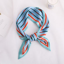 Load image into Gallery viewer, Sweet Love Print Women Small Silk Scarf Handle Bag Ribbons Female Head Scarves Sharp angle Green 90*10cm