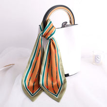 Load image into Gallery viewer, Sweet Love Print Women Small Silk Scarf Handle Bag Ribbons Female Head Scarves Sharp angle Green 90*10cm